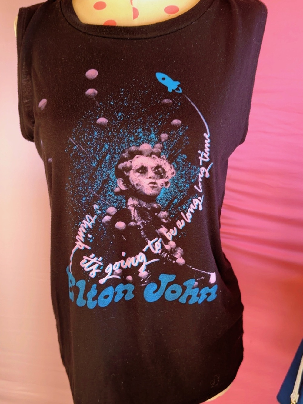 Elton John Rocket Man Black Graphic Tank Top Size M 2019